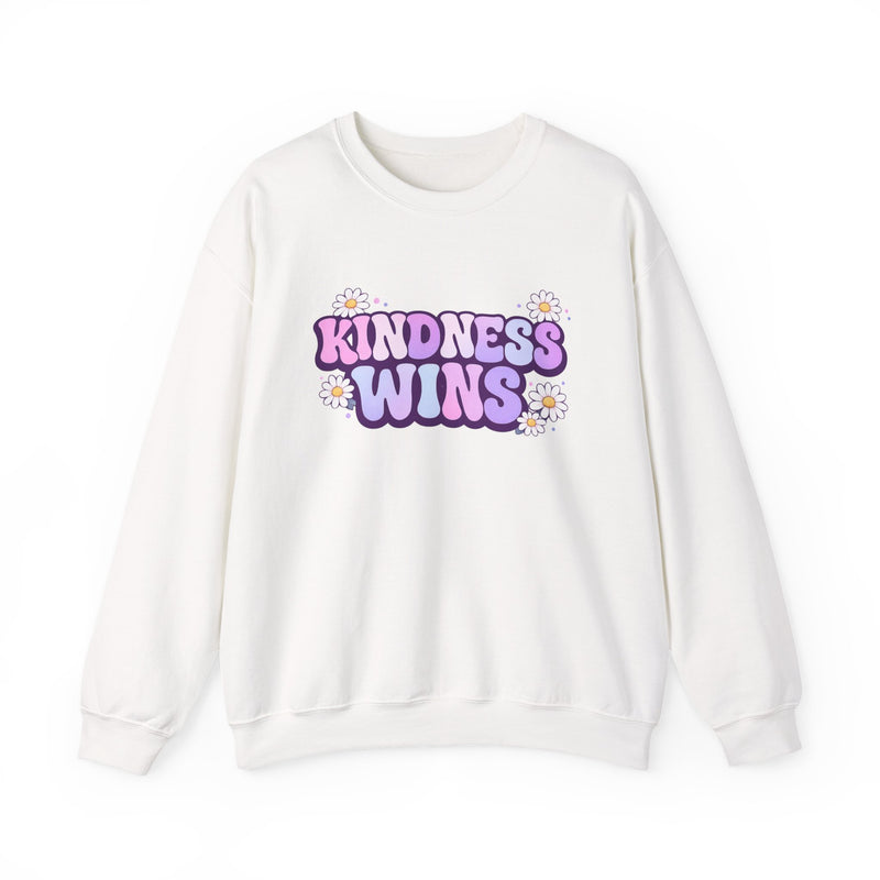 Kindness Wins Crewneck Sweatshirt — Retro Daisy Graphic