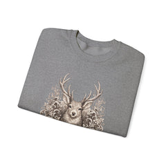 Deer Mandala Crewneck Sweatshirt — Vintage Stag Floral Graphic
