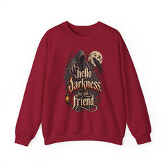Hello Darkness Crewneck Sweatshirt — Gothic Moon Raven Graphic- Halloween