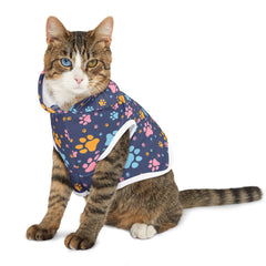 Pet Hoodie - Paw Prints on Blue