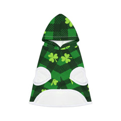 Plaid with Shamrocks Print Dog Hoodie for St. Patrick's Day