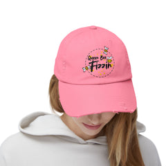 Distressed Cap with Queen Bee Fizzin Design, Vintage Hat, Bee Lovers, Jewelry Reveals