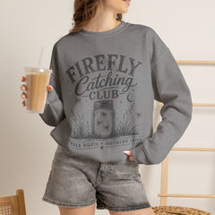 Firefly Catching Club Sweatshirt — Vintage Mason Jar Summer Nights Crewneck - Southern Heritage