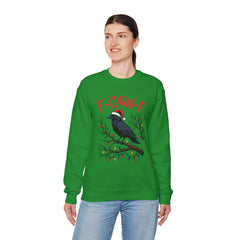 "F-CAW-F" Festive Raven Holiday Christmas Crow Crewneck Gildan Sweatshirt