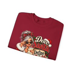 Christmas Sweatshirt - "Dear Santa Define Naughty" Festive Holiday Crewneck