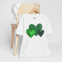 Green Hearts St. Patrick's Day Tee - Unisex Short Sleeve Shirt / Christmas
