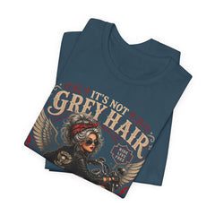 It's Not Grey Hair It's Wisdom Glitter T-Shirt — Vintage Skull & Rose Biker Tee for Women & Men