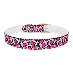 Dog Collar- Pink Leopard Print Hearts