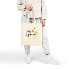 Queen Bee Fizzin Cotton Canvas Tote Bag, Eco-Friendly Shopper, Gift for Bee Lovers, Reusable Bag, Spring/Summer Accessory
