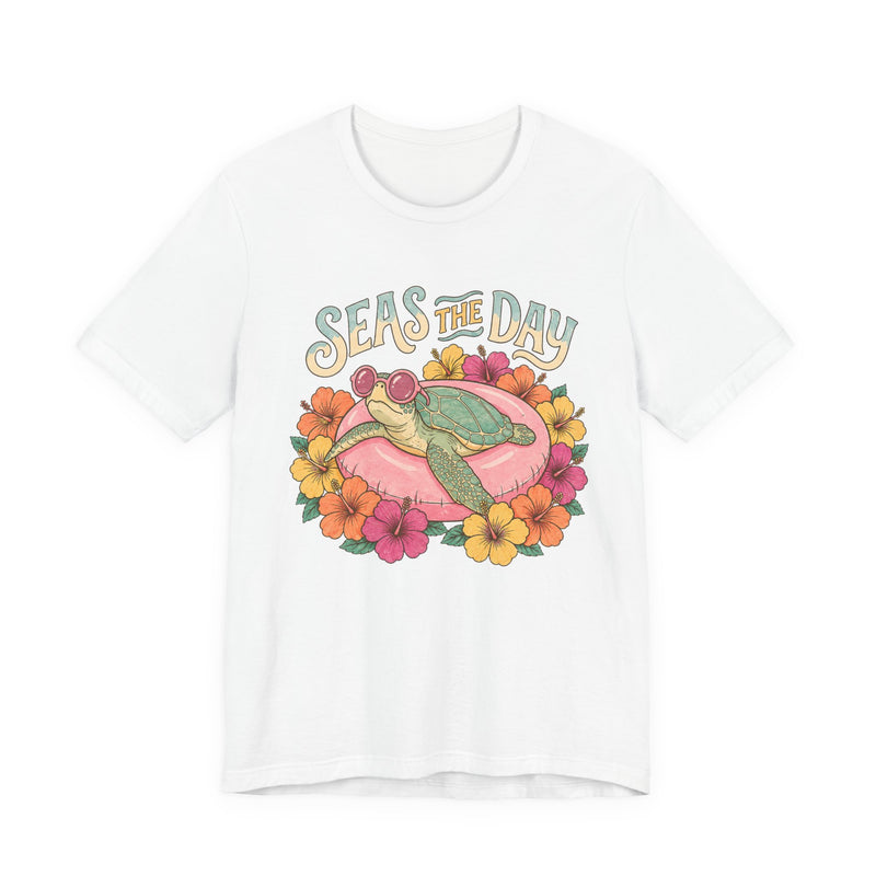 Seas the Day Turtle Tee — Vintage Floral Beach T-Shirt