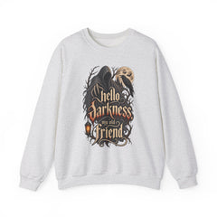 Hello Darkness Crewneck Sweatshirt — Gothic Moon Raven Graphic- Halloween