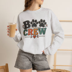Dog Crew Sweatshirt – "B Crew" Paw Print Graphic Crewneck