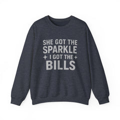 Funny He Gets the Bills & She Gets the Sparkle Unisex Sweatshirt by Gildan