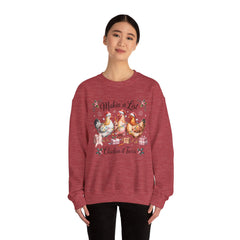 "Makin' a List, Chicken It Twice" Christmas Chicken Crewneck Gildan Sweatshirt