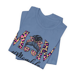 Mom Life Cheeta Print Unisex Jersey Tee - Fun Floral Design for Mothers