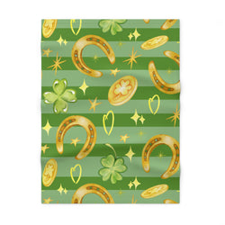 St. Patrick's Day Soft Fleece Dog Blanket - Gold Coins & Shamrock Design