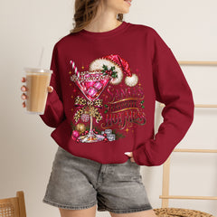 "Santa's Favorite Hot Mess" Sparkle Martini Holiday Christmas Crewneck