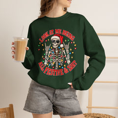 Christmas Skeleton Unisex Sweatshirt - Rude Humor - Party Sweatshirt- Holiday Humor