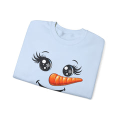 Happy Snowman Crewneck Sweatshirt | Winter Apparel, Christmas Gift, Cozy Sweater, Holiday Clothing, Carrot Nose Design