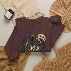 Hello Darkness Crewneck Sweatshirt — Gothic Moon Raven Graphic- Halloween