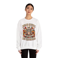 Skeleton Coffee Sweatshirt, Dead Inside But Caffeinated Crewneck, Halloween Gift, Unisex Fall Apparel, Cozy Lounge Wear