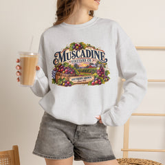 Muscadine Vineyard Crewneck Sweatshirt — Vintage Grape Winery Graphic - Southern Heritage