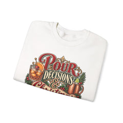 "Pour Decisions & Christmas Traditions" Holiday Christmas Sweatshirt Crewneck