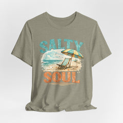 Salty Soul Beach T-Shirt — Vintage Umbrella & Chair Summer Tee