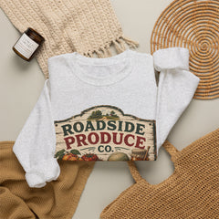 Roadside Produce Co. Crewneck Sweatshirt — Vintage Farmstand Graphic- Southern Heritage