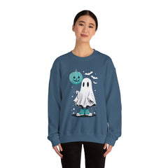 Teal Pumpkin & Ghost Crewneck Sweatshirt, Cozy Fall Apparel, Funny Sweatshirt, Gift for Her, Casual Wear