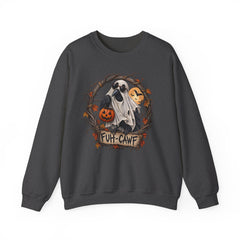 Halloween Ghost Crewneck Sweatshirt – 'Fuh-Cawf' Spooky Pumpkin Design