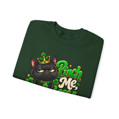 St. Patrick’s Black Cat Sweatshirt  "Pinch Me, Lose a Finger" Graphic Crewneck