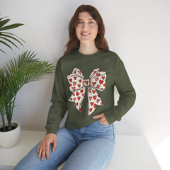 Valentine Heart Bow Sweatshirt — Cute Ribbon Graphic Crewneck