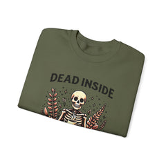 Skeleton Coffee Sweatshirt, Dead Inside But Caffeinated Crewneck, Halloween Gift, Unisex Fall Apparel, Cozy Lounge Wear