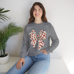 Valentine Heart Bow Sweatshirt — Cute Ribbon Graphic Crewneck