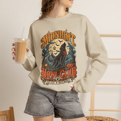Midnight Howl Club Sweatshirt — Moonlit Wolves Graphic Crewneck