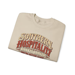 Southern Hospitality Crewneck Sweatshirt — "Southern Hospitality Has Its Limits, You're Gettin' Close"