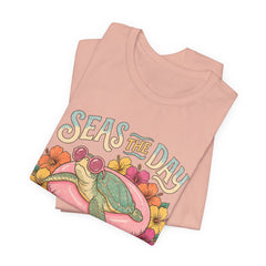 Seas the Day Turtle Tee — Vintage Floral Beach T-Shirt