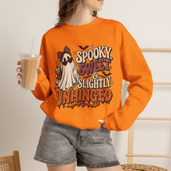 "Spooky Sweet Slightly Unhinged" Halloween Ghost Sweatshirt