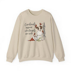 Angel & Cardinal Sweatshirt, Cozy Crewneck for Winter, Holiday Gift, Winter Fashion, White Christmas Sweatshirt,