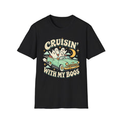 Cruisin' With My Boos T-Shirt — Cute Retro Ghosts Driving Graphic Halloween BP