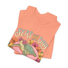 Seas the Day Turtle Tee — Vintage Floral Beach T-Shirt