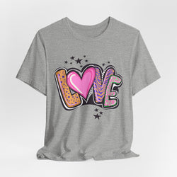 LOVE Heart Graphic Tee — Colorful Pop Art Leopard & Zebra Print T‑Shirt