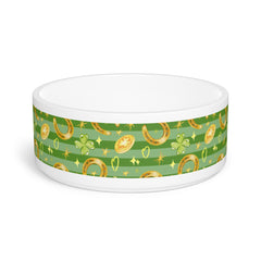 St. Patrick's Day Pet Bowl - Lucky Clover & Gold Coin Design