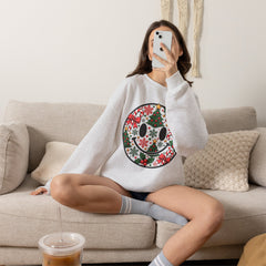 Christmas Smiley Crewneck Sweatshirt — Festive Holiday Smile Graphic