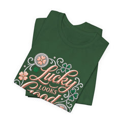 Lucky Looks Good On Me T‑Shirt — St. Patrick’s Day Clover Graphic Tee