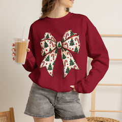 Christmas Bow Crewneck Sweatshirt — Festive Holiday Bow Sweatshirt