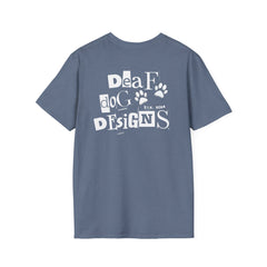 FB Rockstar Dog Unisex T-Shirt - Deaf Dogs Definitely Rock Upright Bass Design