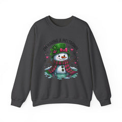 "I'm Having a Meltdown" Beautiful Melting Snowman Christmas Gildan Crewneck