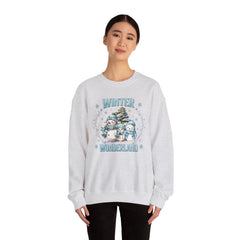 Winter Wonderland with Snowmen - Crewneck Sweatshirt -  Blue Design
